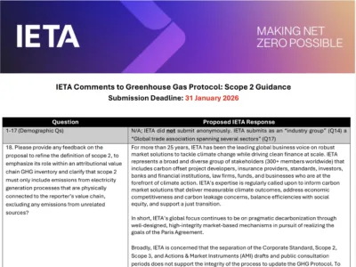 IETA Comments on Greenhouse Gas Protocol: Scope 2 Guidance