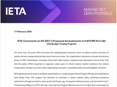 IETA Response New York State’s adoption of the RGGI Model Rule
