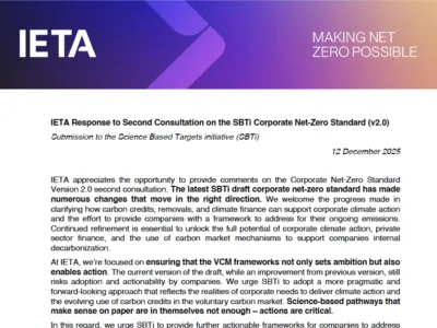 IETA response to SBTI Corporate Net-Zero Standard Version 2.0 second consultation