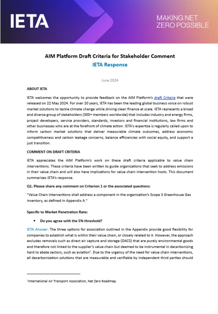 AIM Platform Draft Criteria for Stakeholder Comment